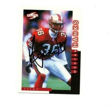 Merton Hanks Iowa Hawkeyes hand signed autographed 1998 Score card 49ers b