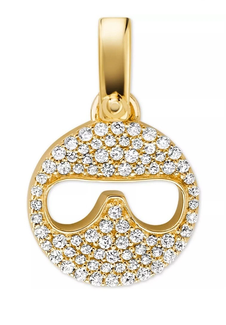 MICHAEL KORS Ciondolo Emoji Occhiali da Sole Argento Sterling Placcato Oro 14K. Nuovo