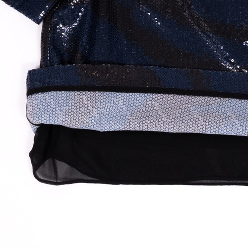 NWT $368 Diane Von Furstenberg Tiger Print Navy Sequined Lined Short Slv Top sz2 - Picture 8 of 10