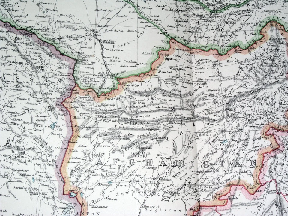 Mapa antiguo de Kazajstán 1908 Irán Persia Afganistán India China Turquestán Foto 3 de 4