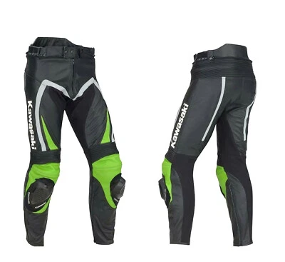 KAWASAKI Courses Pantalon de Moto en Cuir Hommes Pantalon de Motard en Cuir 56 - Photo 1/2