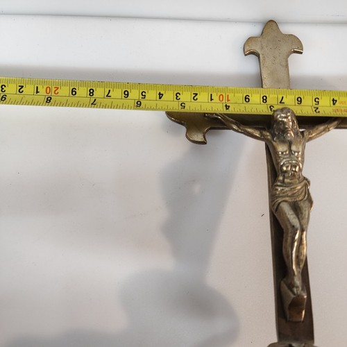 Vintage Brass Free Standing Catholic Religious Crucifix Lord on Cross 10.50 - Picture 12 of 13