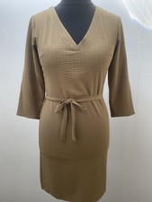 Vila Mustard Green V Neck Lightweight Tunic Dress With Belt Size 8 (34) EXCON 