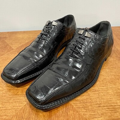 DAVID EDEN Crocodile Oxford Shoes Mens 11.5 Black Alligator  display picture 3
