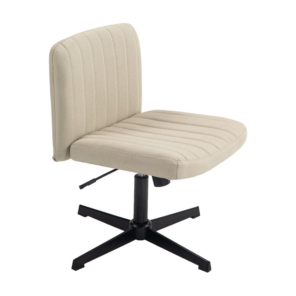 Office Chair Fabric Padded Seat Armless Desk Chair Swivel Computer PC