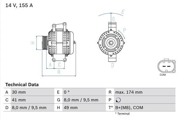 For BMW - 3 Series E90 E91 323i 325i 330i 2005-2007 Bosch 4835 Alternator - Image 4 of 4