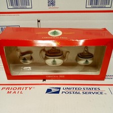 Spode Celebrating Traditions Christmas Tree Tea Set Teapot Sugar Bowl Creamer