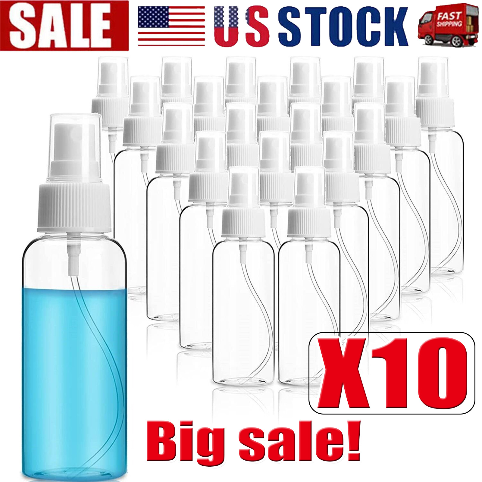 30/60ML Travel Spray Bottle Plastic Transparent Perfume Empt