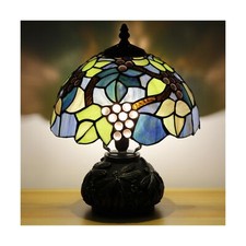 Small Tiffany Table Lamp Amber Grapes Style Glass Desk Lamp 10X11.5 Inch Mush...