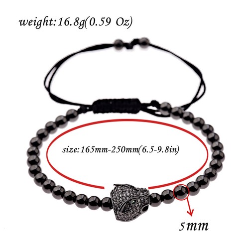 Charm Men's Cubic Zircon Bead Viking Buddha Batman Skull Bead Macrame Bracelets - Picture 75 of 115