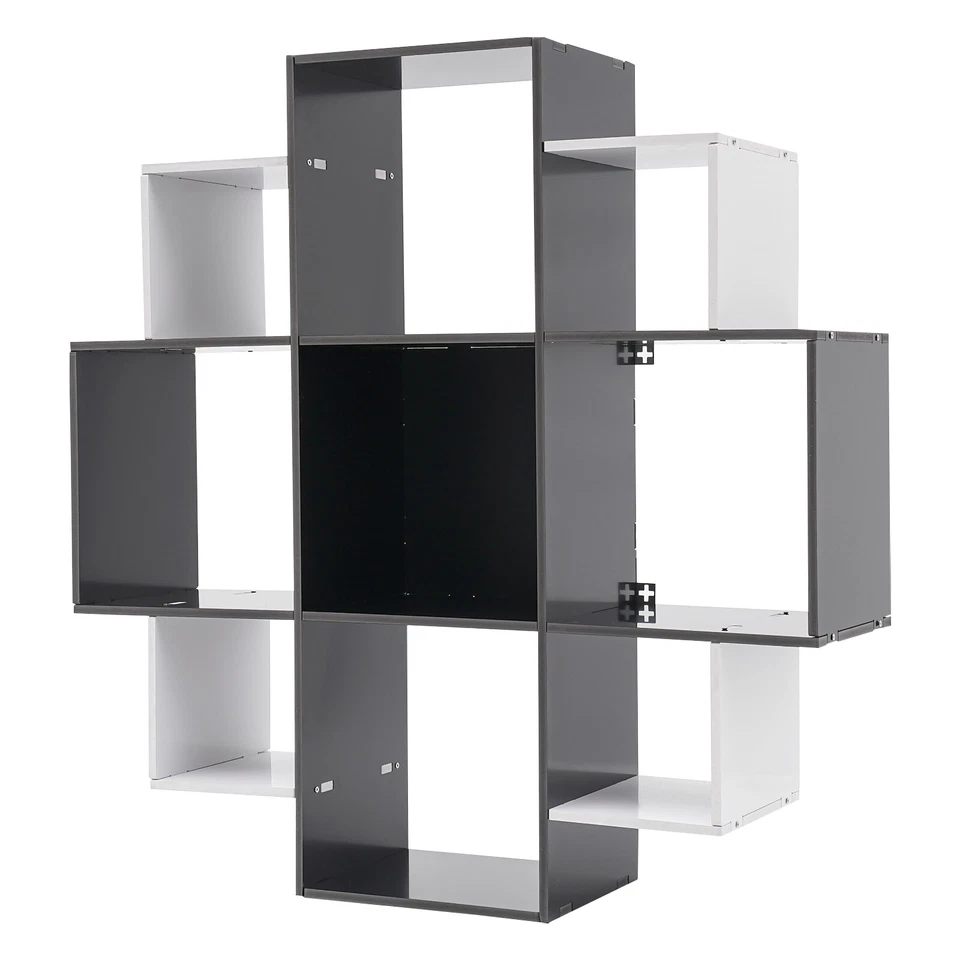 Librería moderna de 3 niveles montada en la pared con 9 compartimentos Foto 4 de 4