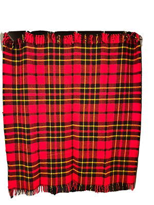 FARIBO FLUFF Loomed Red Tartan Plaid Acrylic Reversible Throw Blanket 52  x 56 