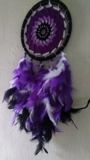 Purple Dream Catcher Wall Hanging Handmade Feather Light Home Decor Car Gift