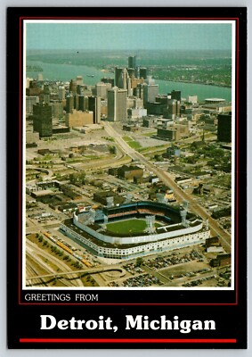 Aerial of Detroit w Tiger Stadium, Michigan 6x4 Postcard