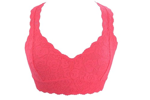Floral Lace Raceback Soft Bra with Mesh Lined BRALETTE Sexy Lace Top - Picture 21 of 33