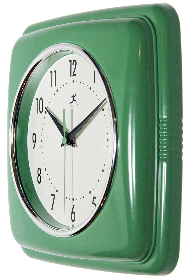 	Reloj de Pared Retro Cuadrado Silencioso 9 Pulgadas Mediados de Siglo Moderno Reloj de Cocina con... Foto 3 de 4