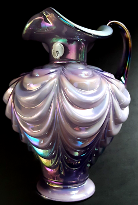 Fenton 95th Anniversary Lilac Lavender Iridescent Drapery Pitcher