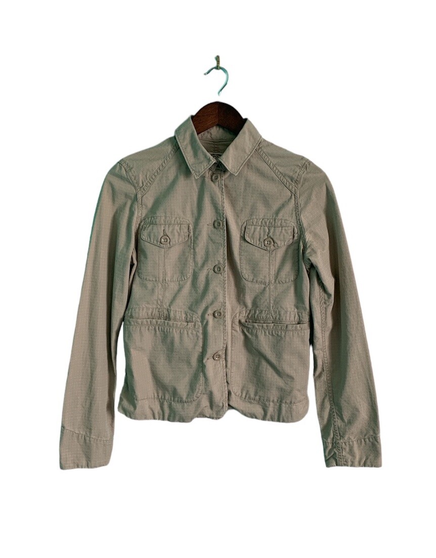 Polo Ralph Lauren Khaki Tan Twill Blazer Size Small Button Pockets Utility Shirt