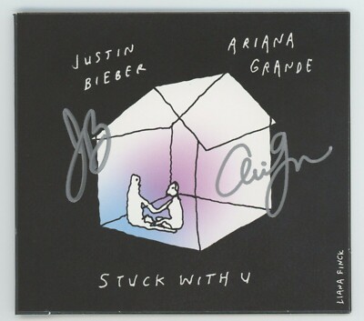Signed JUSTIN BIEBER & ARIANA GRANDE Autographed 