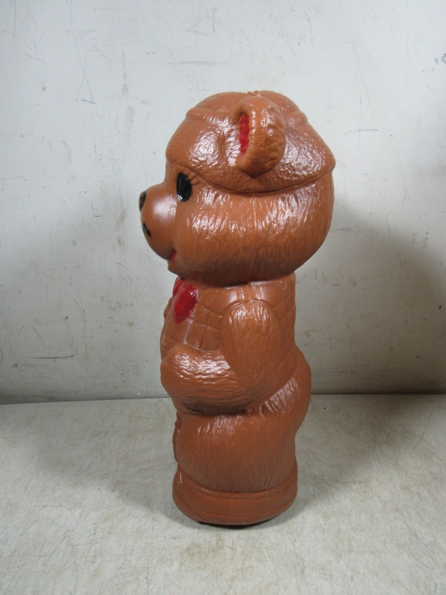 Vintage 1960's A.J. Renzi Brown Plastic Blow Mold Bear Bank