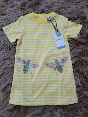 Tom Joule Joules Kleid Tunika Kurzarm Weiß Gelb Gestreift Biene Gr. 98 *neu* NP