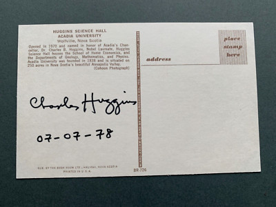 CHARLES HUGGINS ( 1997) Nobelpreis Medizin 1966 signed Postkarte 9x14 Autogramm
