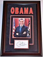 Barack Obama Signed Cut US President Photo 28x18 inch MAHOGANY FRAME BECKETT BAS