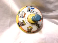 OHIO ART SPINNING TOP CIRCUS TRAIN and ANIMALS TIN METAL Vintage