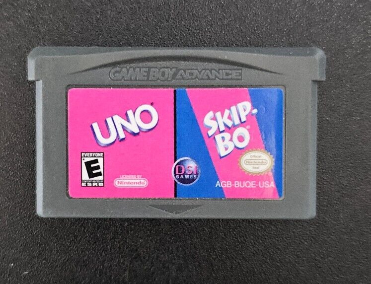 Nintendo Game Boy Advance Uno Skip Bo Video Game 2 Pack Cartridge