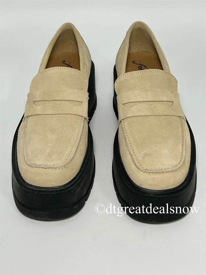 Mocasín Free People Nico Plataforma Cappuccino Gamuza Sin Cordones Talla US 9.5 EUP 40 NUEVO