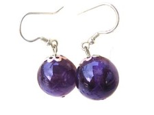 Bellissimi Orecchini In Amatista Argento 925 Con Ganci A Sfera Ø-12 Mm