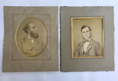 2 alte Fotografien, Eine signiert L. Bacard 1879, Männerportrait, 19. Jh.