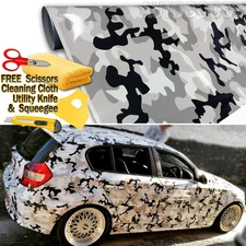 96" x 60" Snow Camo Camouflage Vinyl Film Wrap Decal Air Bubble Free 8ft x 5ft