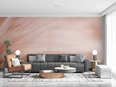 3D Pink Feather Texture Self-adhesive Removable Wallpaper Murals Wall 2