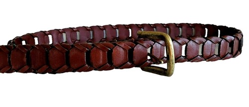 Vintage Unbranded Red Leather & Gold Tone Chain Belt W  display picture 3
