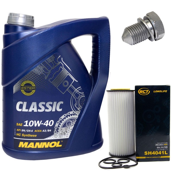 MotoröL Set 10W-40 5 Liter + ÖLfilter SH 4041 L + Schraube FüR Audi A4 A6 A8 3.2-image