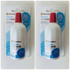 Set of 2 Office Max Self-Inking Refill Ink 2fl oz 59ml Red New, With Tag,Sealed