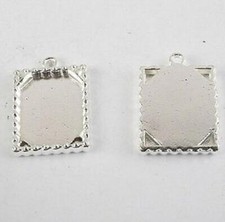 15pcs 23.9x17mm silver-tone rectangle picture frame charm 693-2