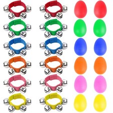 24 Pack Musical Instruments Set for Kids - Egg Shakers  Jingle Bell Bands