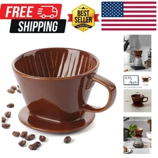 Pour Over Coffee Dripper, Non Electric Pour Over Coffee Maker, Porcelain Slow...
