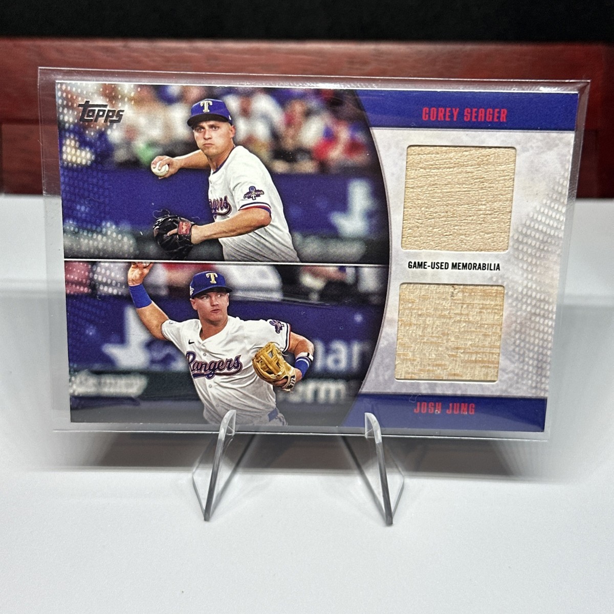 DOPPELGANGER - mi 2025 Topps Series 1 Corey Seager & Josh Jung Dual Bat Relic