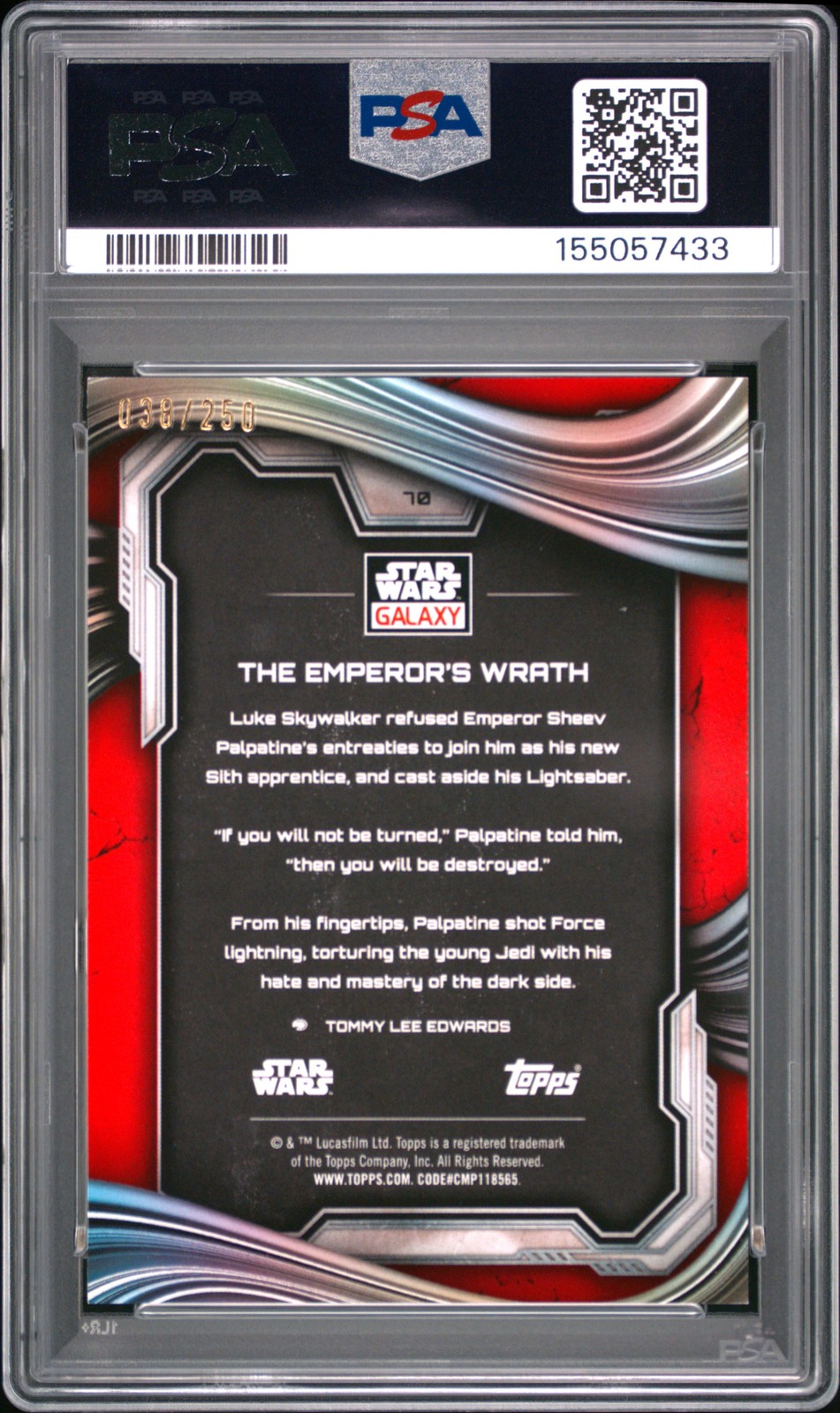 2025 TOPPS CHROME STAR WARS GALAXY MAGENTA LAVA THE EMPEROR'S WRATH 70/250 PSA 8 view 2