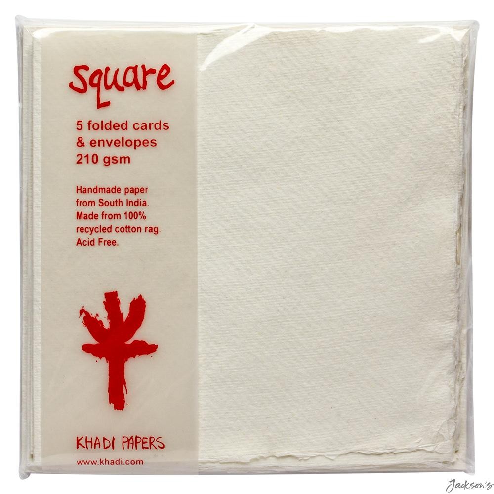 Khadi White Watercolour Blank Greeting Cards Cotton Rag 15x15cm 5 Pack Set