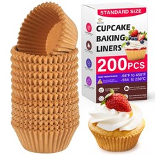 200 PCS Standard Natural Cupcake Liners Greaseproof Parchment Baking Cups