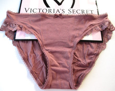 VICTORIA'S SECRET Cotton Bikini Panty S L XL Lace Trim NWT Vintage Rose VS