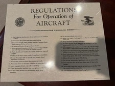 U.S. American War Office Regulations for Operation of Aircraft Plaque-Jan. 1920