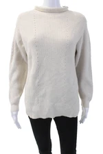 H By Halston Womens Knitted Long Sleeved Mock Neck Sweater Beige Size S