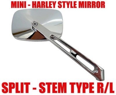 Left Hand Screw-In Mini Style Side View Mirror Chrome fits Harley