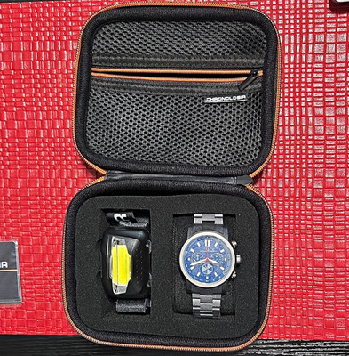 Chronologia Chaser Quartz Men Watch 44mm Blue Dial Steel Bracelet 30m W/Case