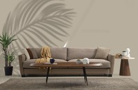 Sofa 3 Sitzer Dreisitzer Modern Stoff Beige Sofas Design Wohnzimmer